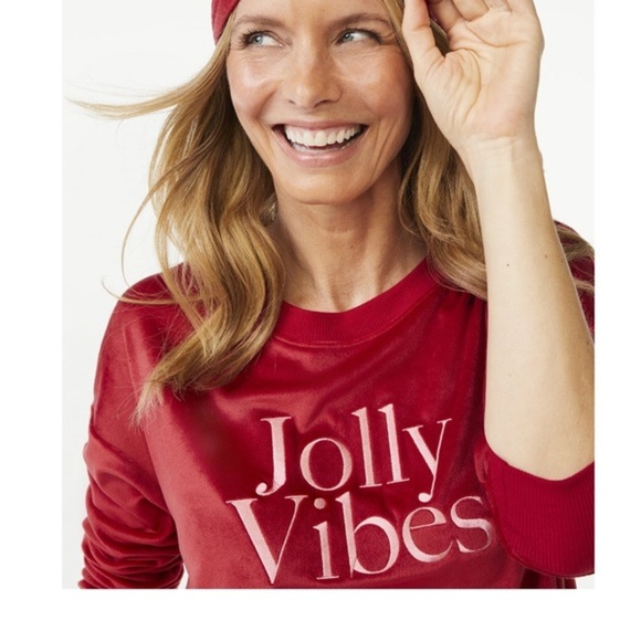 Dark red Velour crew neck Pajama top & tapered leg jogger pant Set size 3X new - Picture 4 of 5